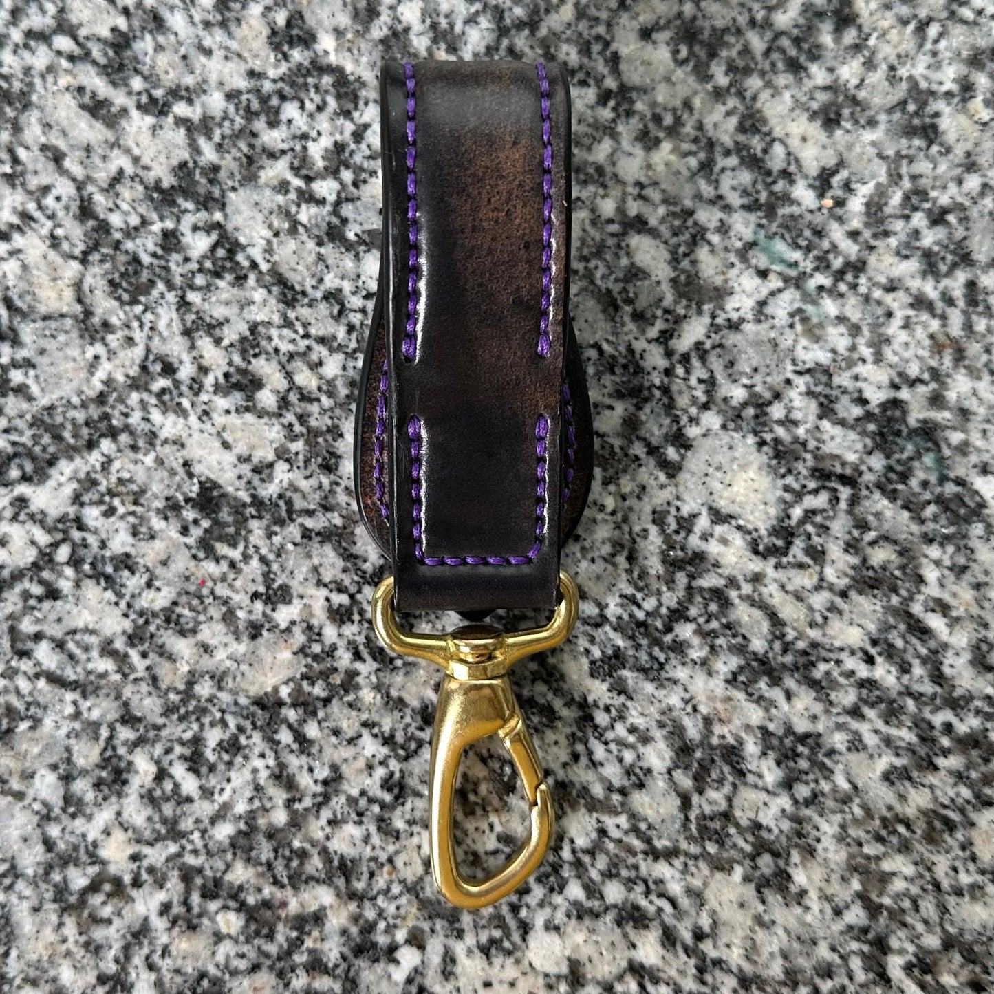 Shell Cordovan Belt Loop Keychain with Silver and Brass Lion Concho